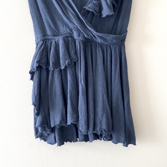 Free People Float Away Deep V Ruffle Tank in Blue - Picture 9 of 10